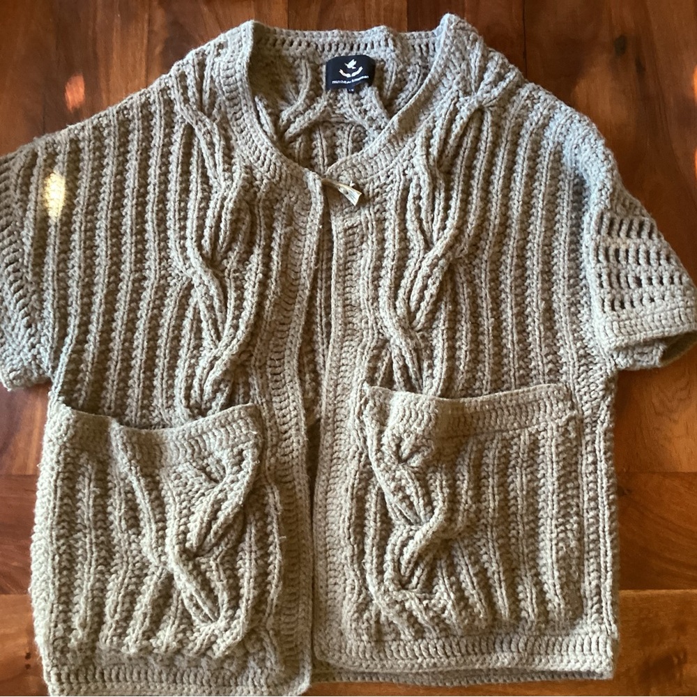 Elegant Tan Knit Cardigan Oversized